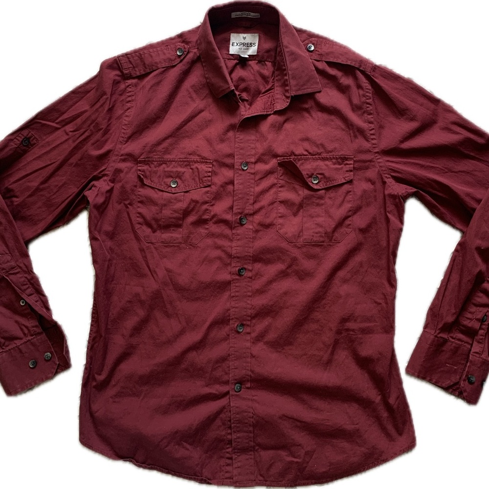Express casual shirt, medium, burgundy ,